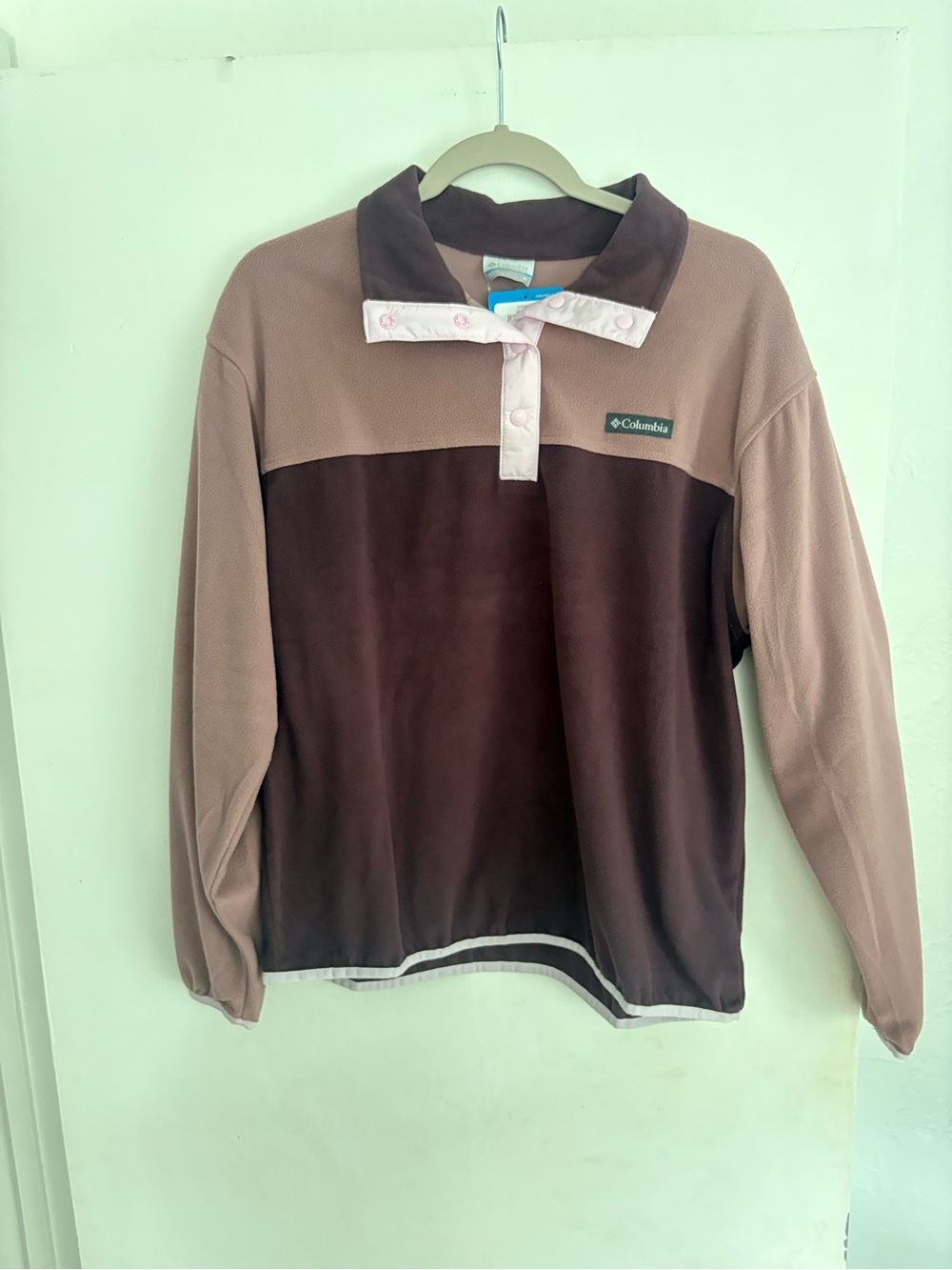 Columbia women’s Point Paloma Half Snap Fleece, size M, brown/burgundy/pink